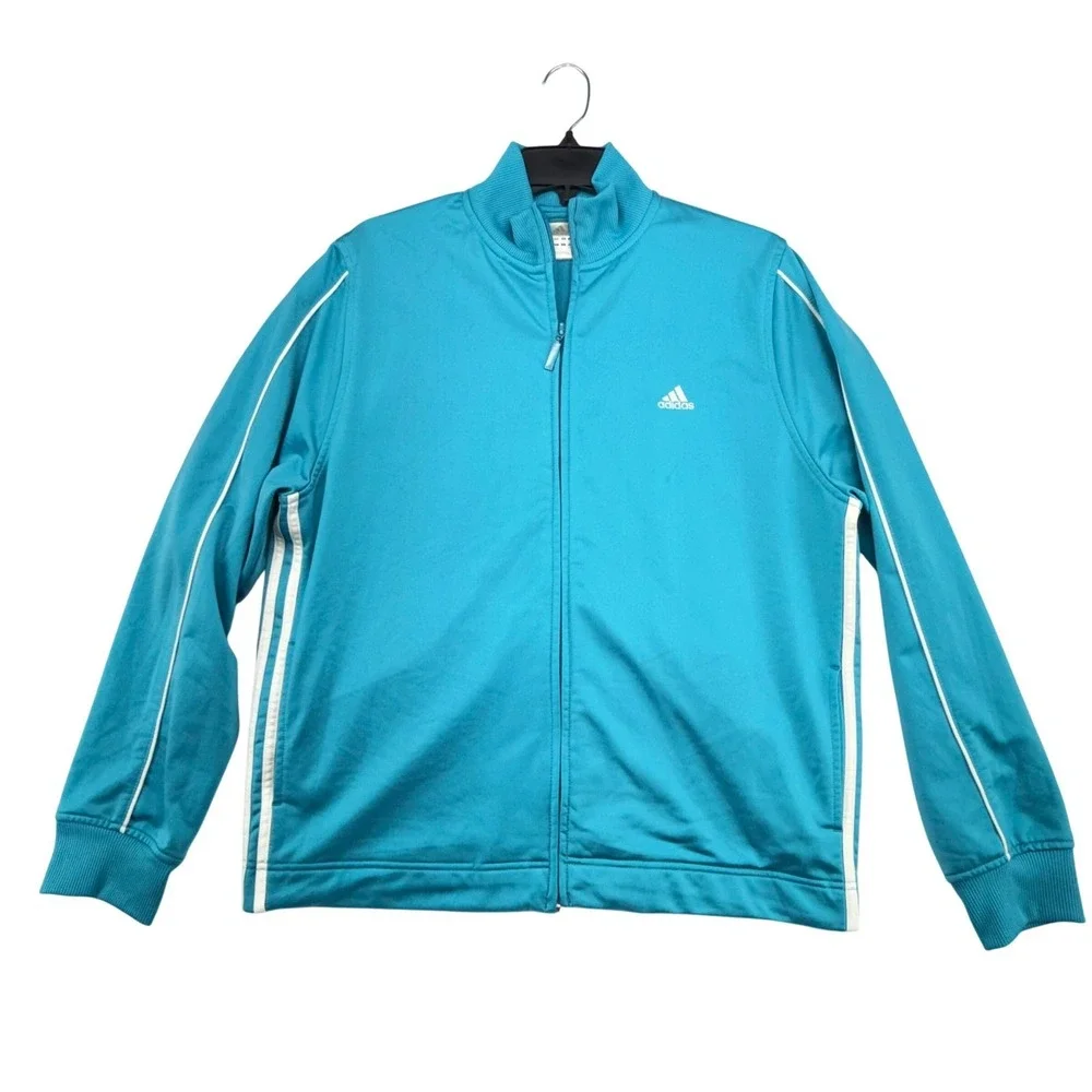 Adidas Mens XL Teal Full Zip Track Jacket Casual Athletic Outerwear AZF001